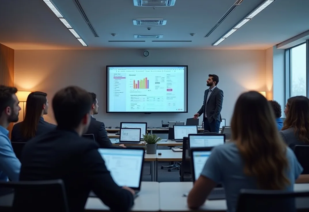 Digital marketing training in modern classroom