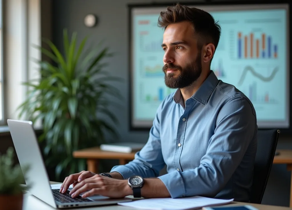 Online business consultant teaching digital strategies